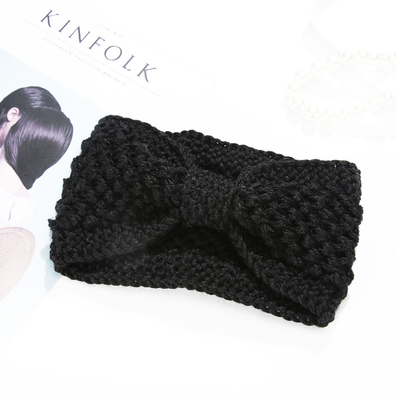 New Internet Celebrity Hair Band Knot Needle Bow Knitted Hair Band Wool Hair Band Autumn and Winter Warm Fashion Hair Band