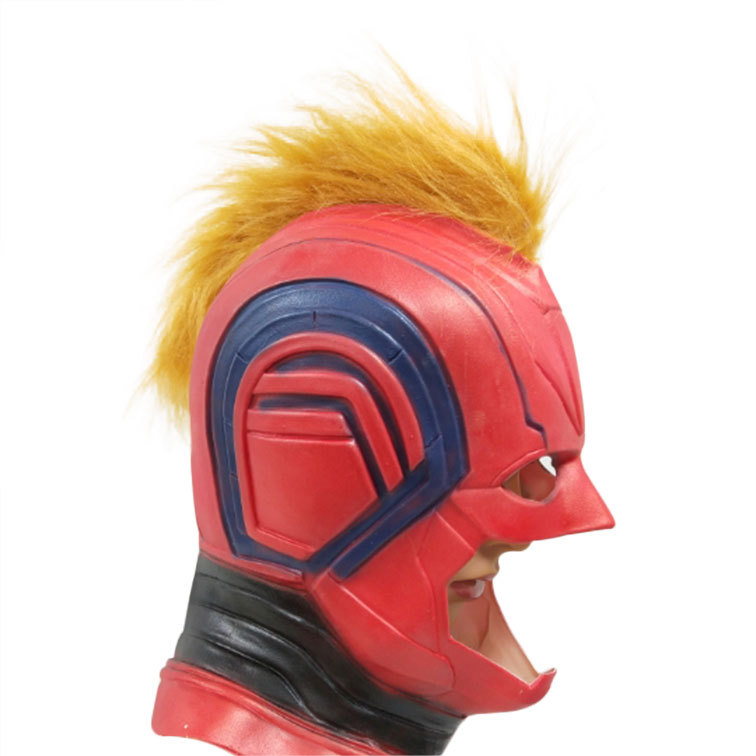 卡罗尔丹弗斯头盔超级英雄惊奇队长面具乳胶头套惊奇女士cosplay