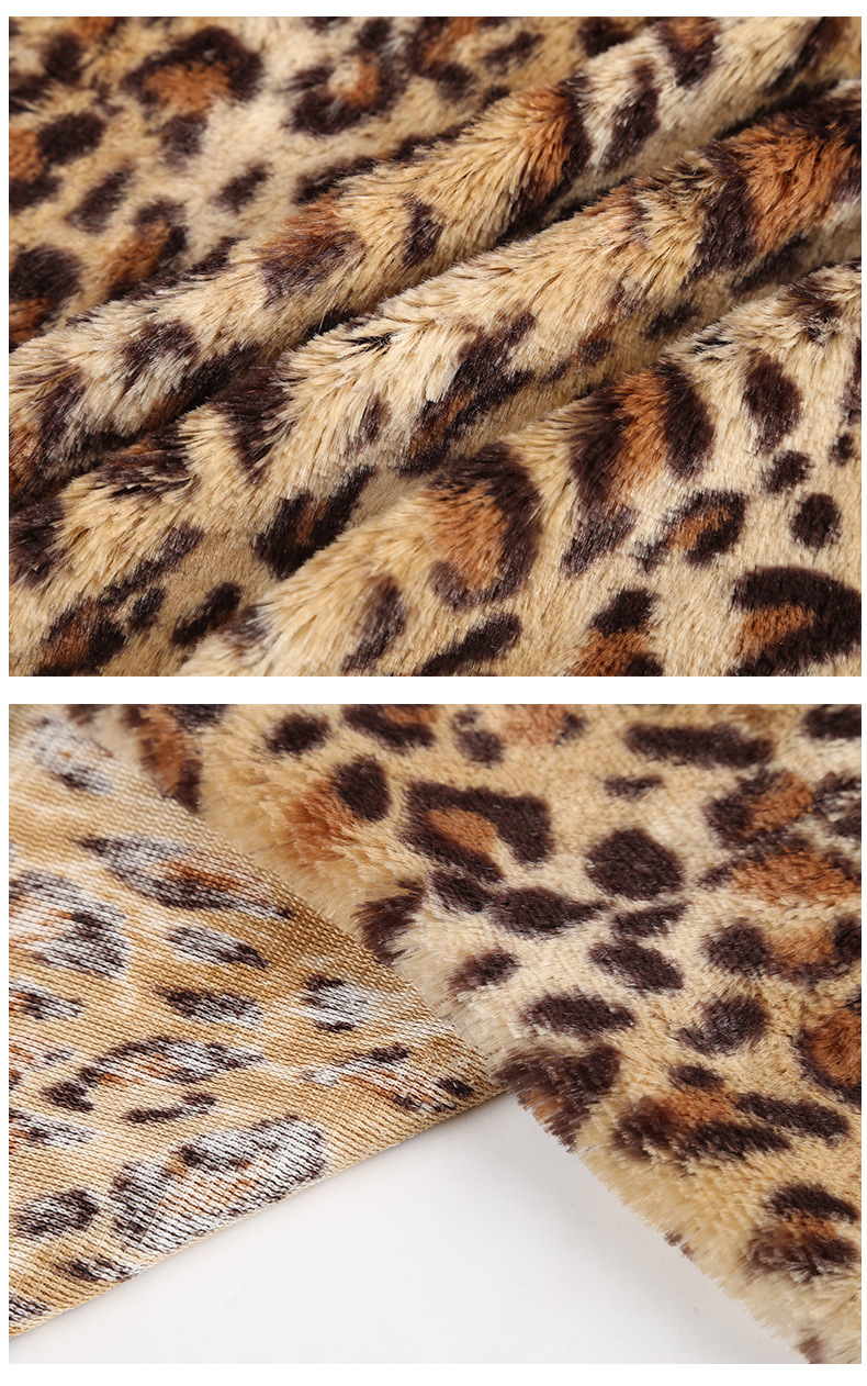 新款豹纹pv绒家居沙发印花面料 印花虎纹动物纹面料pv绒布定制