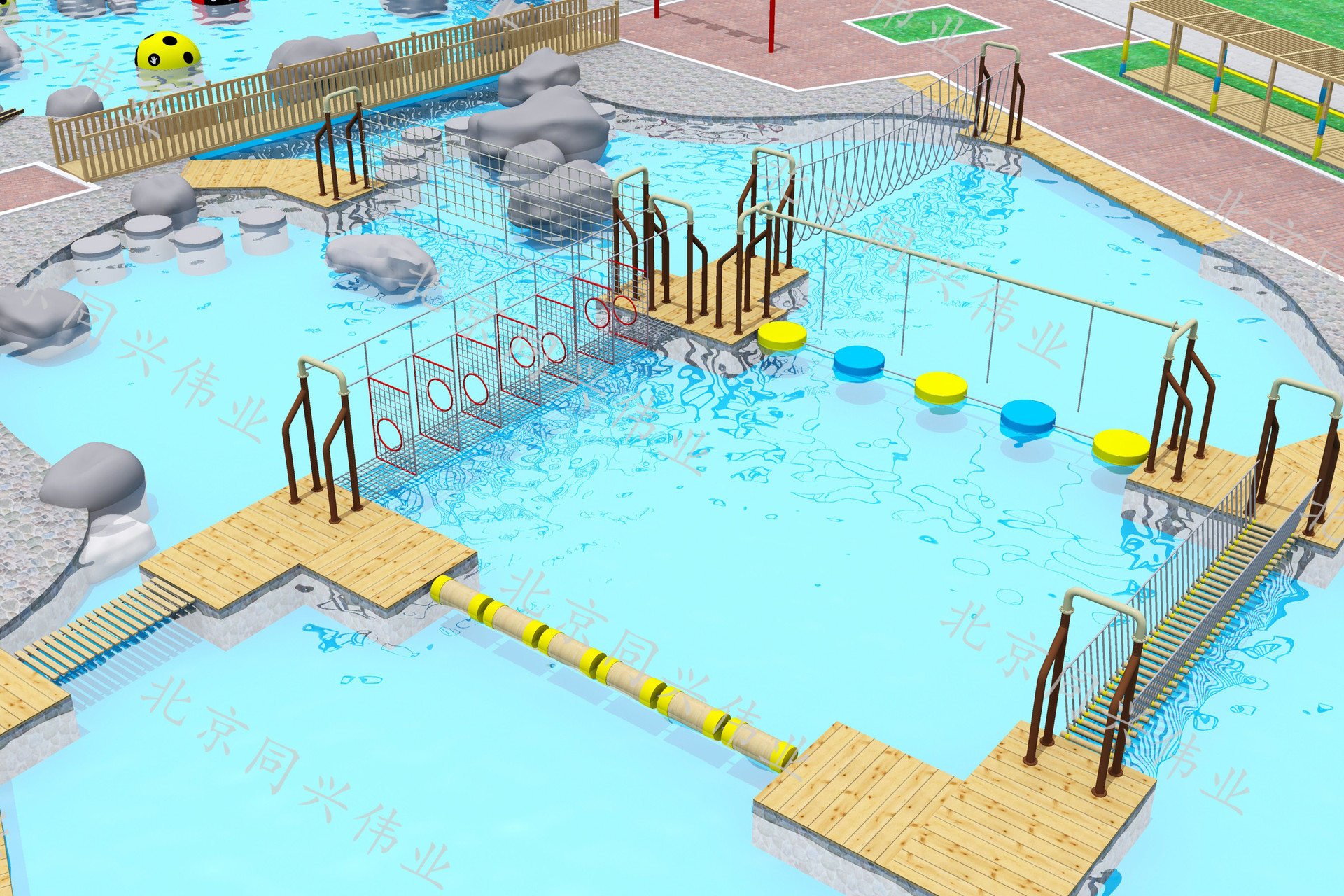 水上拓展训练 水上大冲关设施水上乐园拓展基地建设 儿童戏水设备