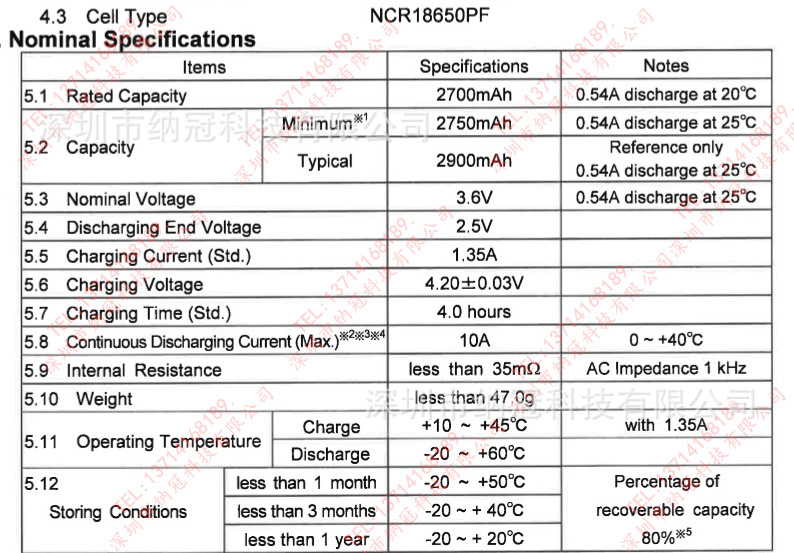 全新原装进口松下ncr18650pf 2900mah锂电池 3c放电 10a持续电流