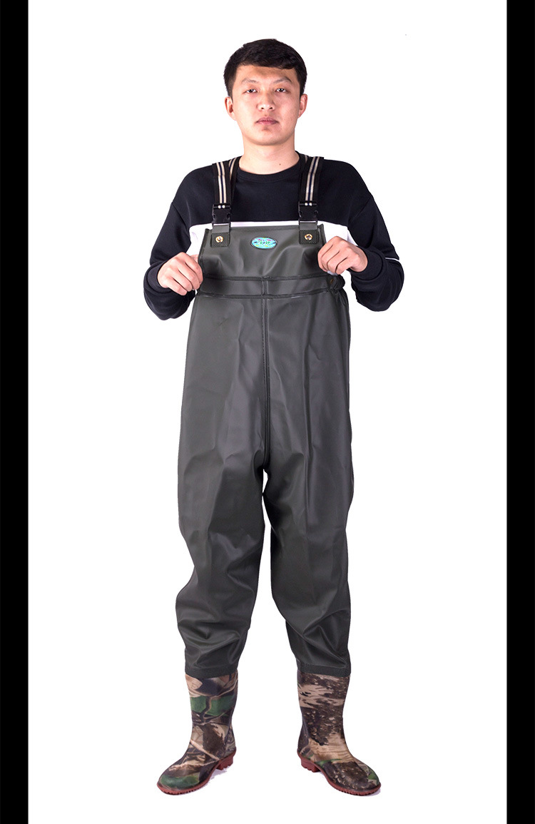 加厚半身下水裤防水衣服雨裤皮叉抓捕鱼全身男连体水裤子耐磨雨鞋