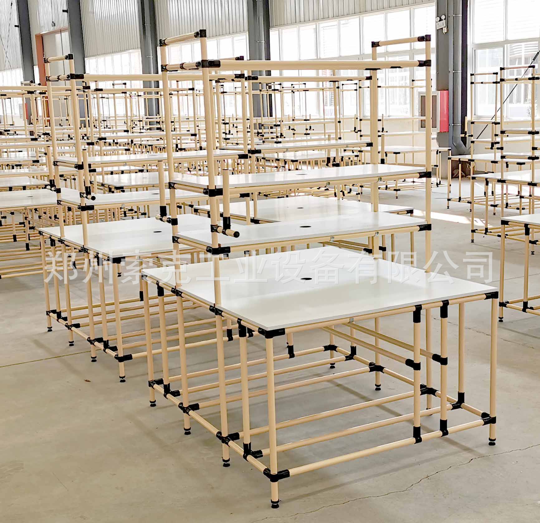 电商仓库打包台 包装台 精益管工作台 带气泡架