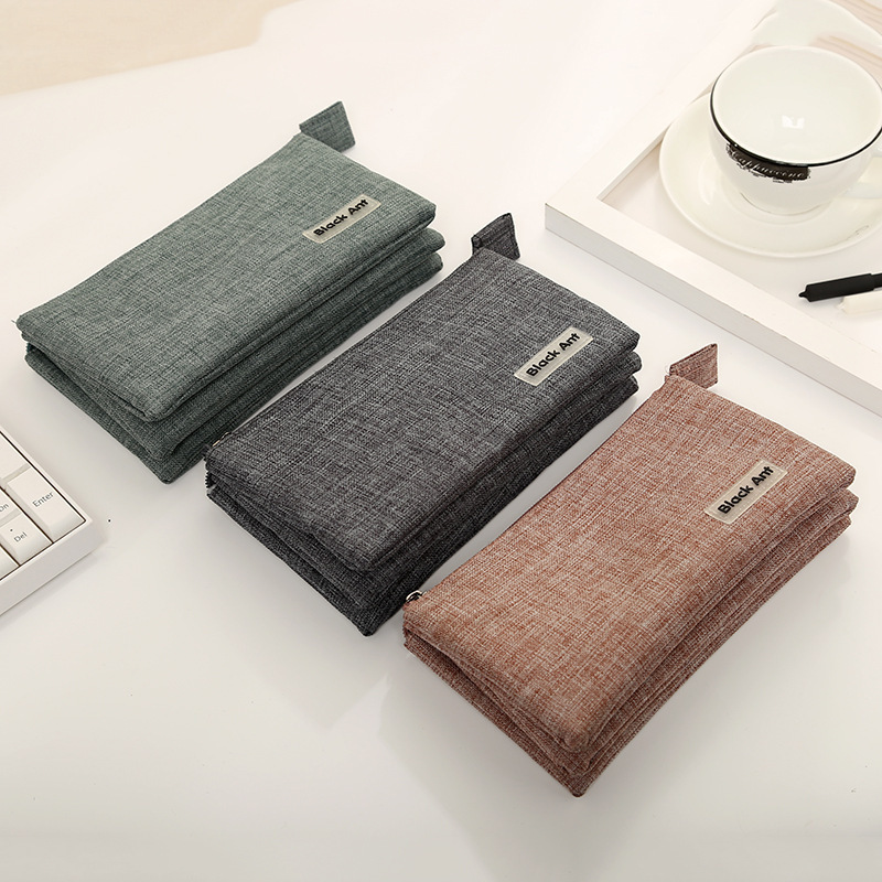 pencil case 纯色三层文具袋铅笔袋定制logo_黑蚂蚁品牌文具(笔袋)