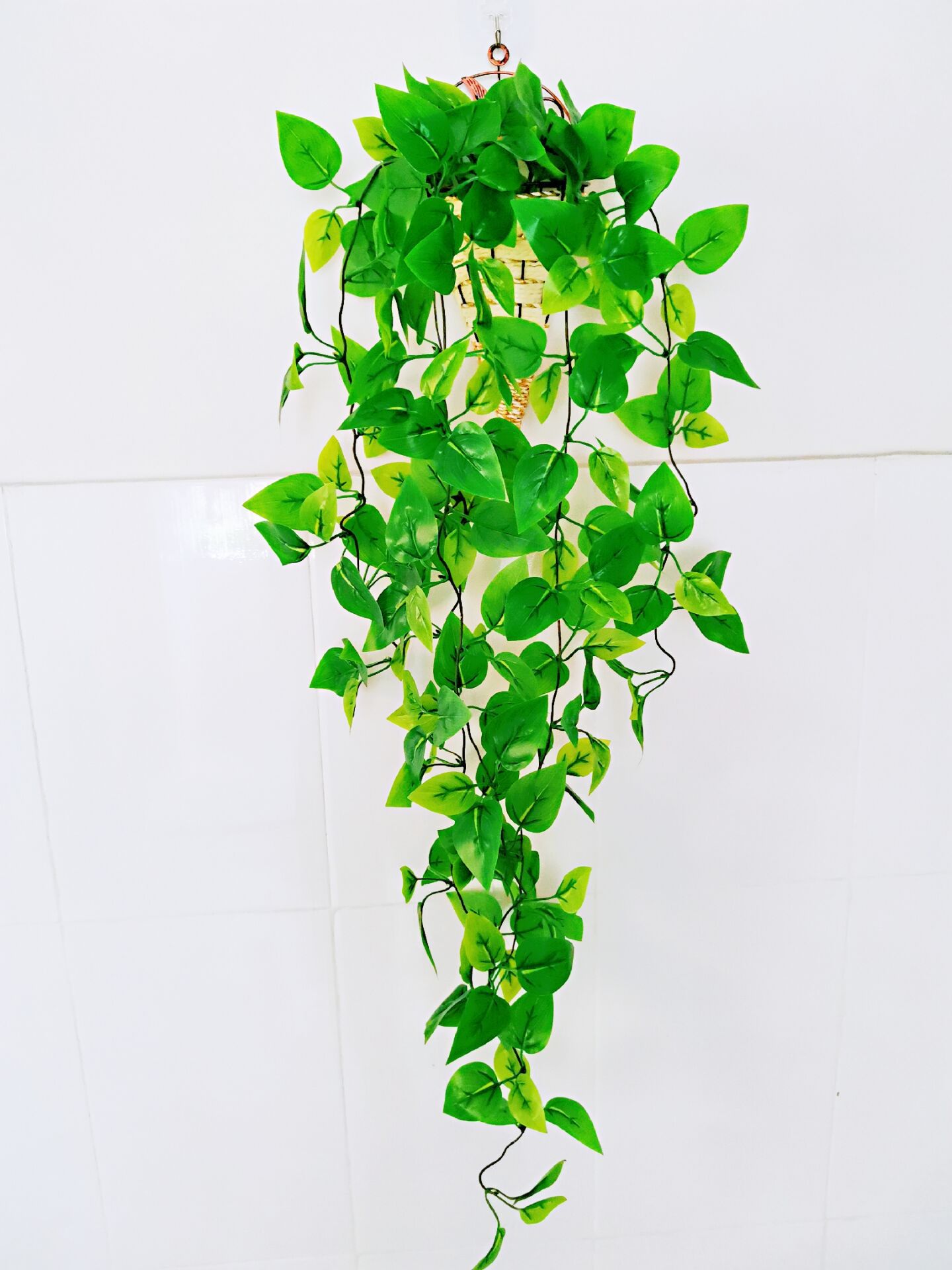 厂家直销仿真过胶绿萝葡萄龟背叶壁挂藤条植物墙装饰塑料假花藤蔓