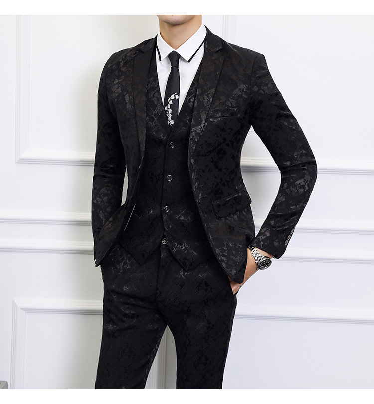 英伦风男士修身宴会礼服加大码新郎结婚礼服舞台歌手演出服套装男