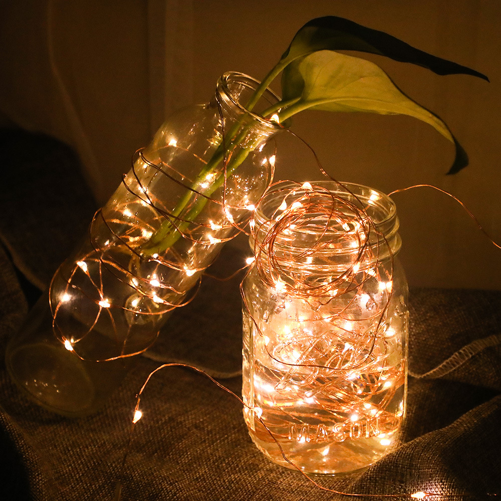 现货8功能灯串3aa防水电池盒 遥控铜线灯串 红外八功能遥控铜丝灯