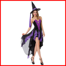 出口 万圣节cosplay女装紫色燕尾女巫装 角色扮演服 鬼节派对服装