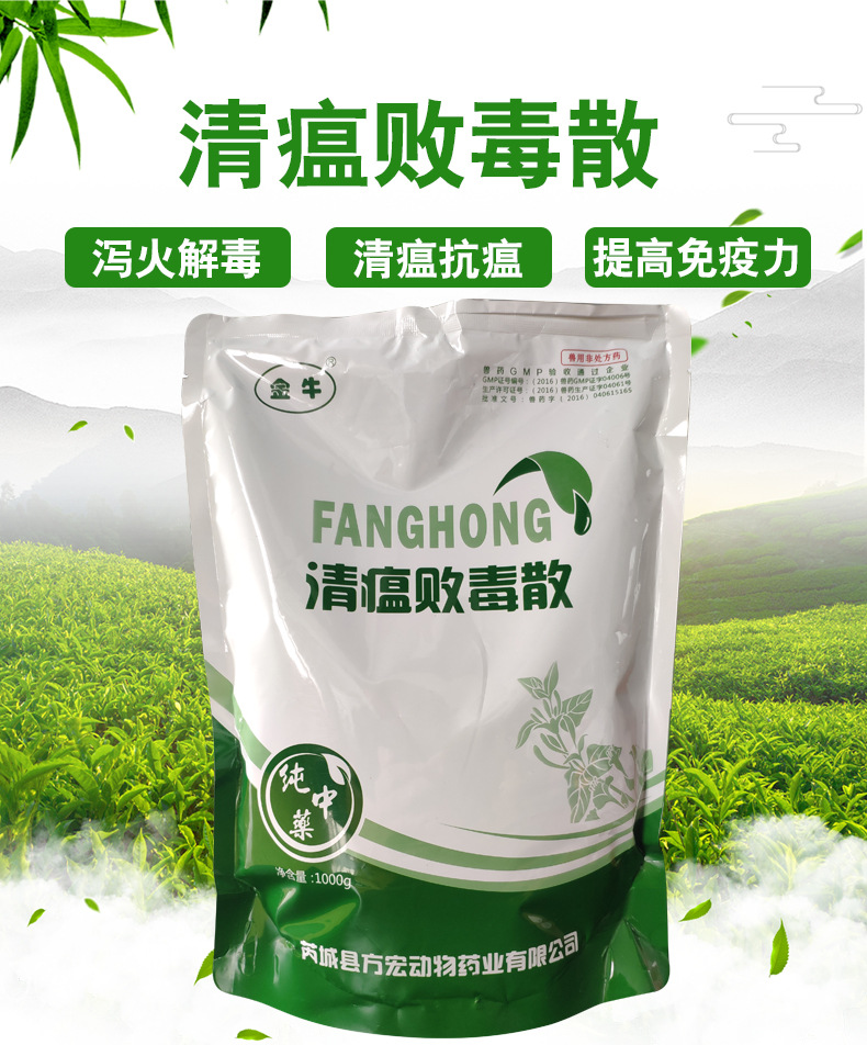 【兽药清瘟散1000克】猪药清热败火 牛羊鸡病毒性 犬猫感冒发烧