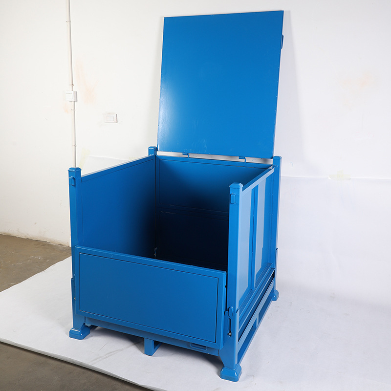 厂家定制生产折叠堆垛架金属物料箱物流周转 钢制收纳储物铁皮箱