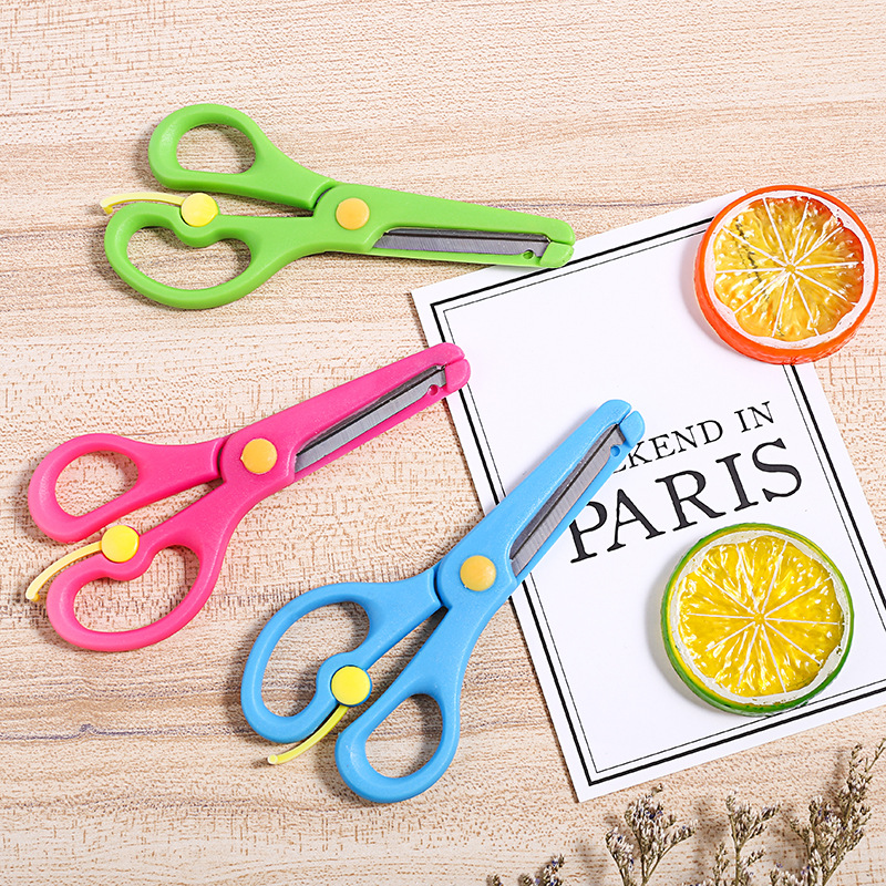 Children Learning Office Scissors Making Scissors Kindergarten Students Labor-Saving Spring Scissors Color Scissors for Students