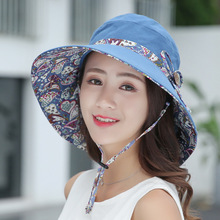 遮阳帽子女夏天防紫外线太阳帽可折叠沙滩盆帽凉帽出游防晒帽批发