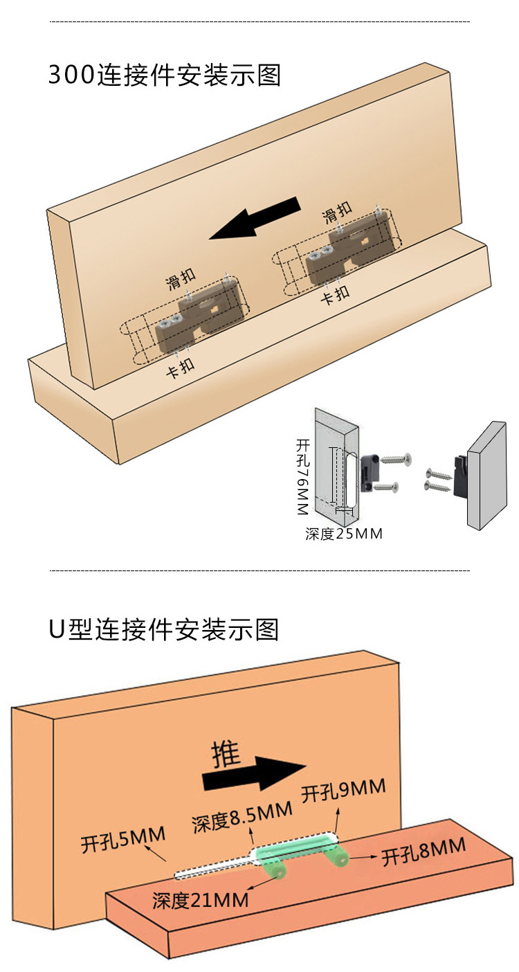 隐形家具二合一快装连接件板式家具子母隐藏式家具组装拆装连接件