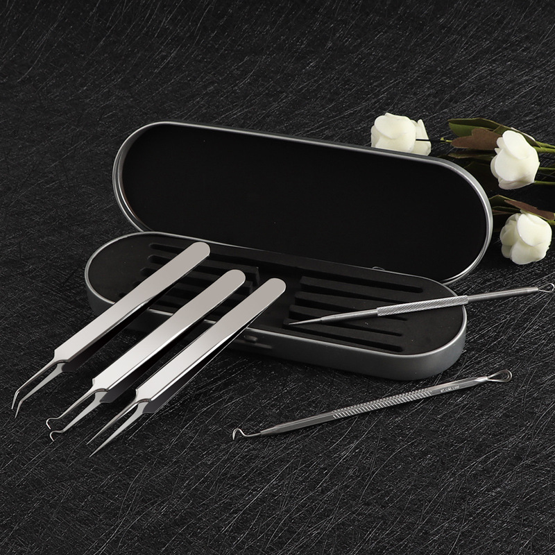 Splinter Acne Clip Pimple Pin Tweezers Acne Removal Pop Pimples Getting Rid of the Fat Granule Blackhead Remover Acne Removal Tool Set