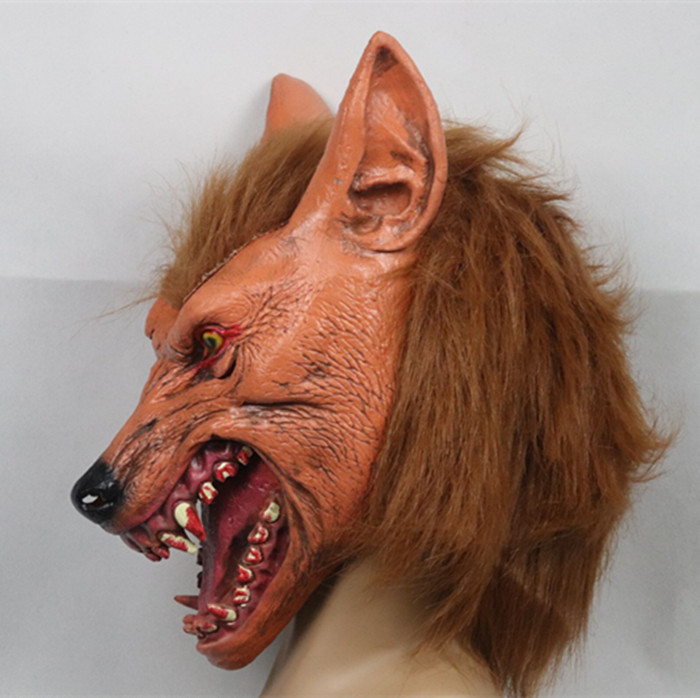 万圣节面具 恐怖魔鬼化装舞会道具黄鼠狼面具 全套头狼头头套