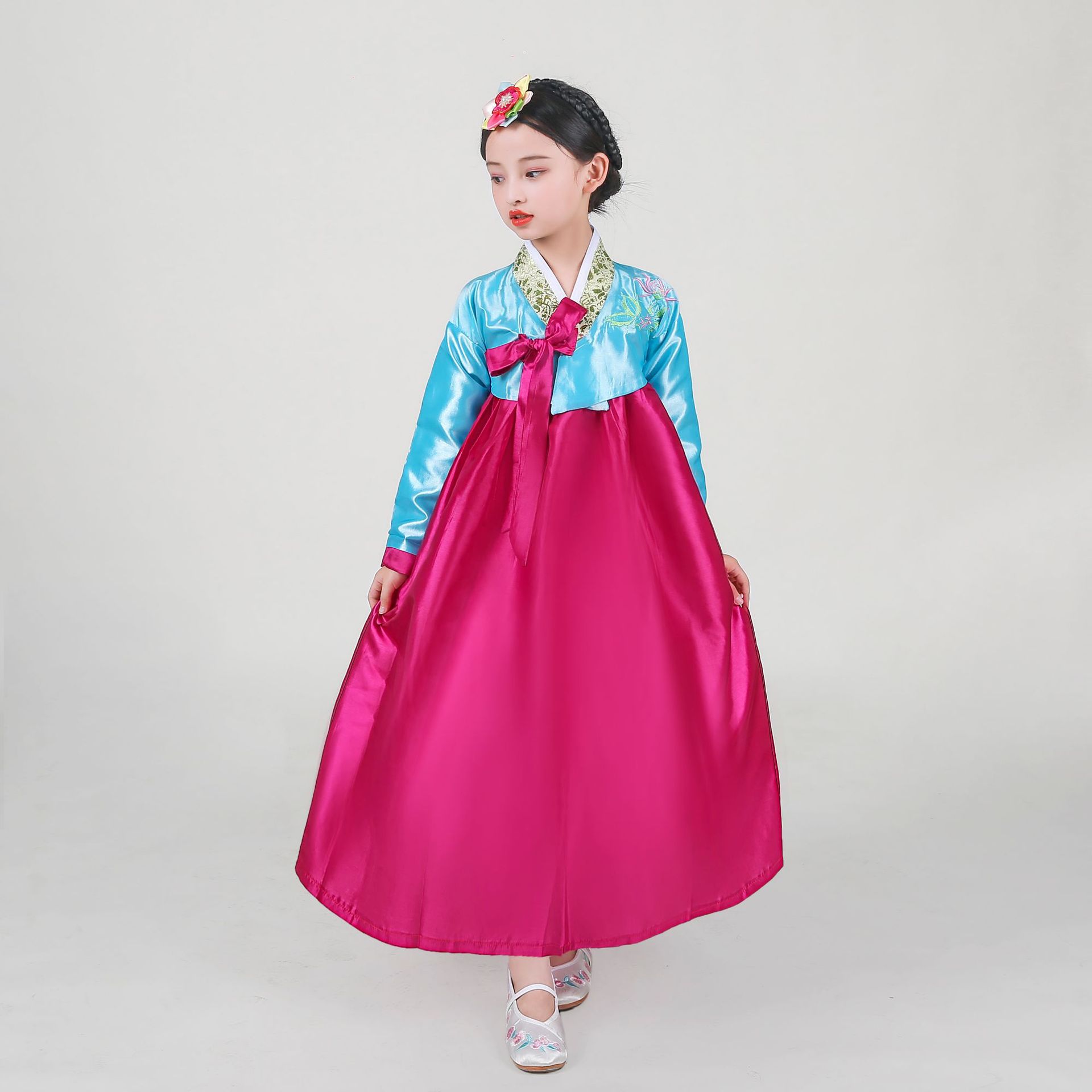 韩服女童朝鲜族服装儿童民族舞蹈服韩国传统服饰大长今服装演出服