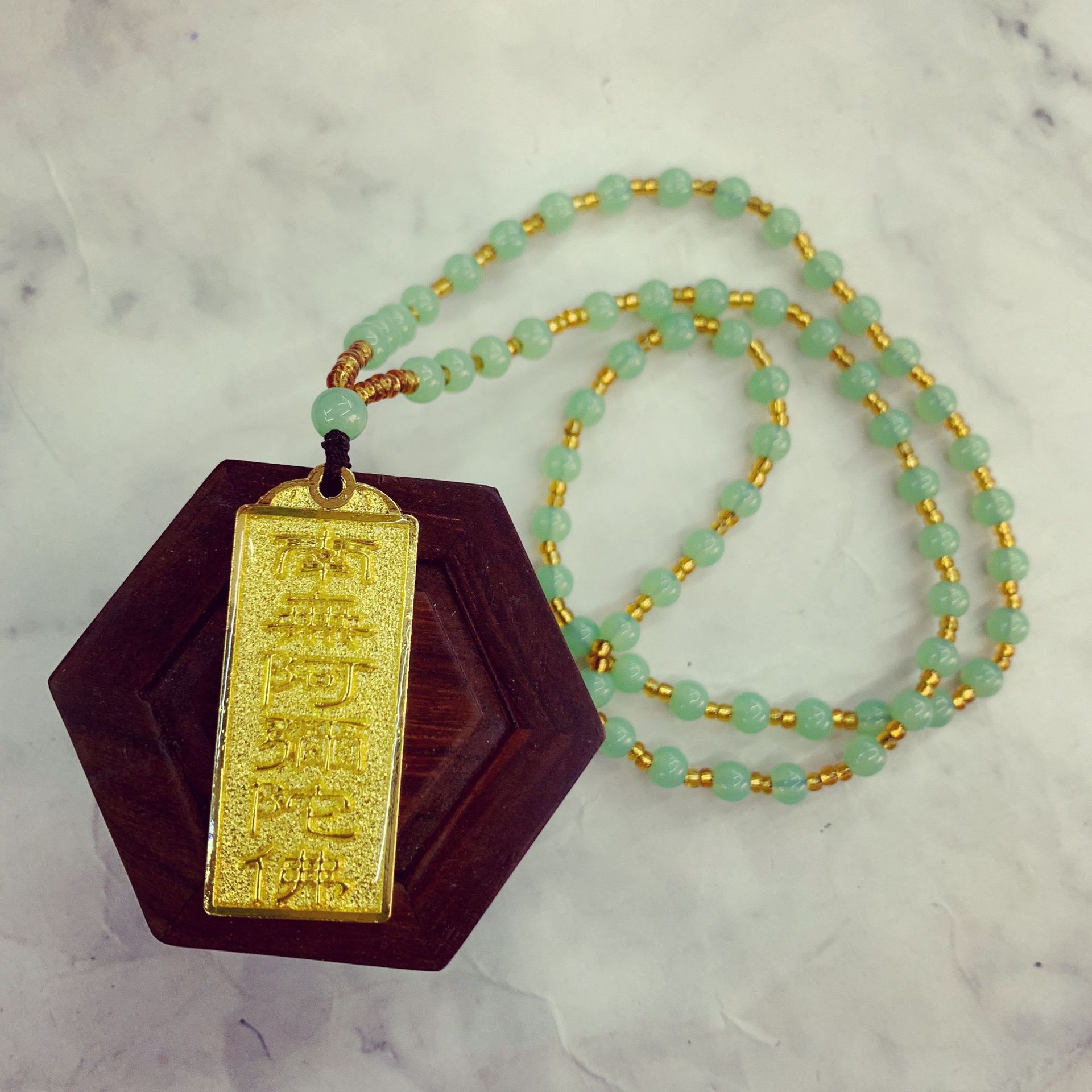 南无阿弥陀佛双面吊坠六字真言金属佛牌项链本命年寺庙饰品批发