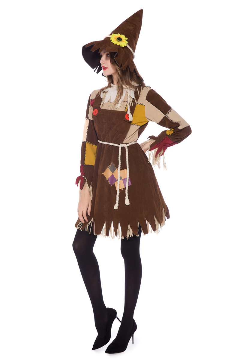 童话故事角色扮演 亲子装 万圣节绿野仙踪服装稻草人连衣裙