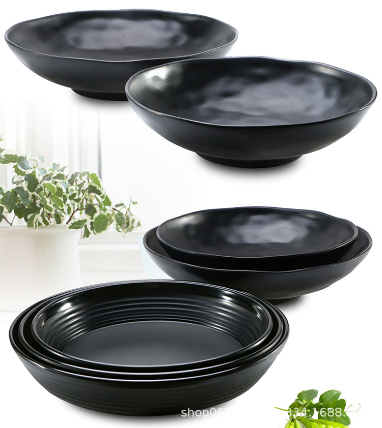 黑色密胺餐具大碗仿瓷塑料汤碗水煮鱼泡菜碗面碗麻辣小龙虾盆