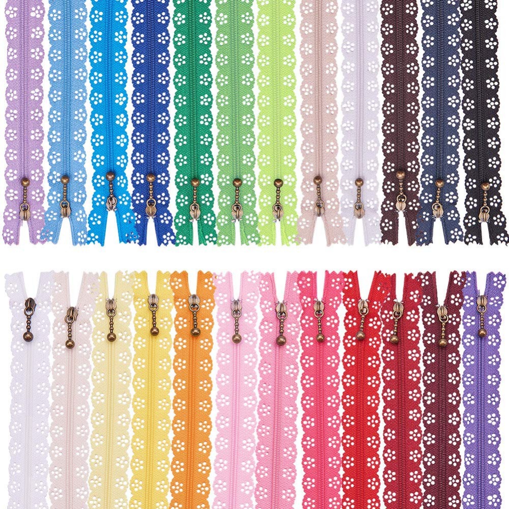 Factory Direct Sales Nylon 24-Color Mixed Lace Zipper Smooth Non-Explosive Tooth 30cm