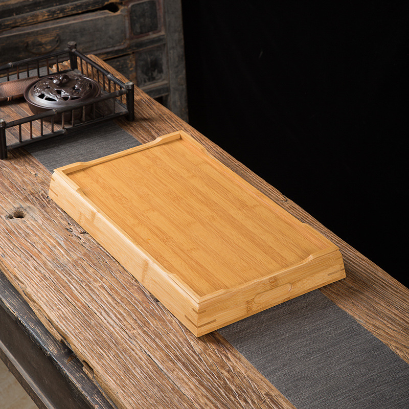 简约式蓄水竹制长方形网格茶盘茶台茶海功夫茶具