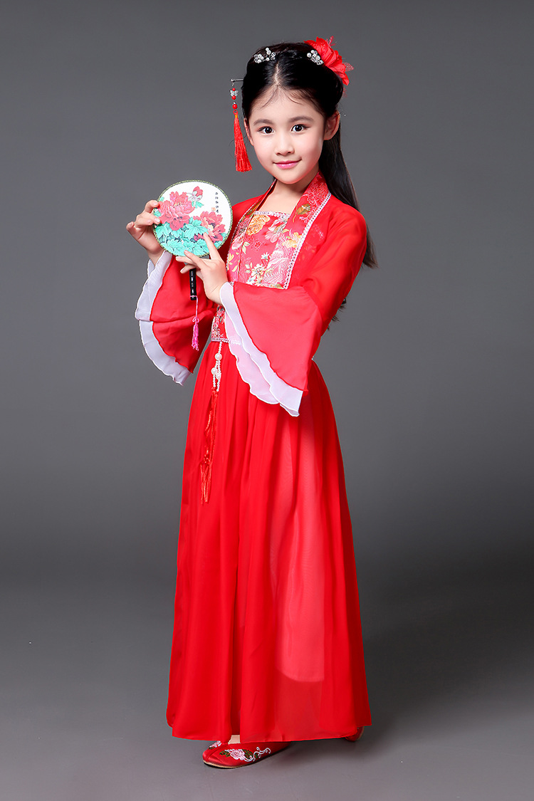 儿童古装七仙女公主裙古筝表演服古代唐装汉服贵妃服装小女孩古装