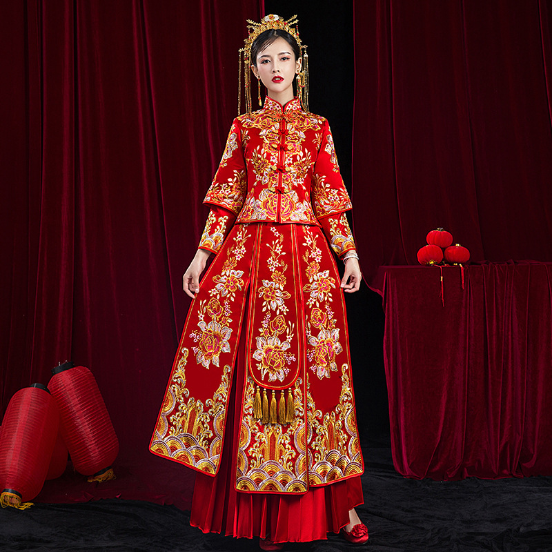 抖音同款秀禾服2021新款中式结婚礼服新娘敬酒服出阁服婚礼服嫁衣