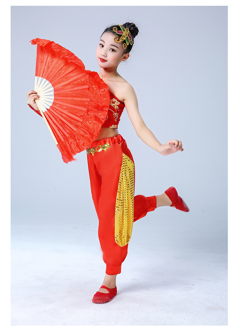 少年志舞蹈服装儿童扇子舞演出服幼儿舞蹈少年志舞蹈演出服舞蹈服