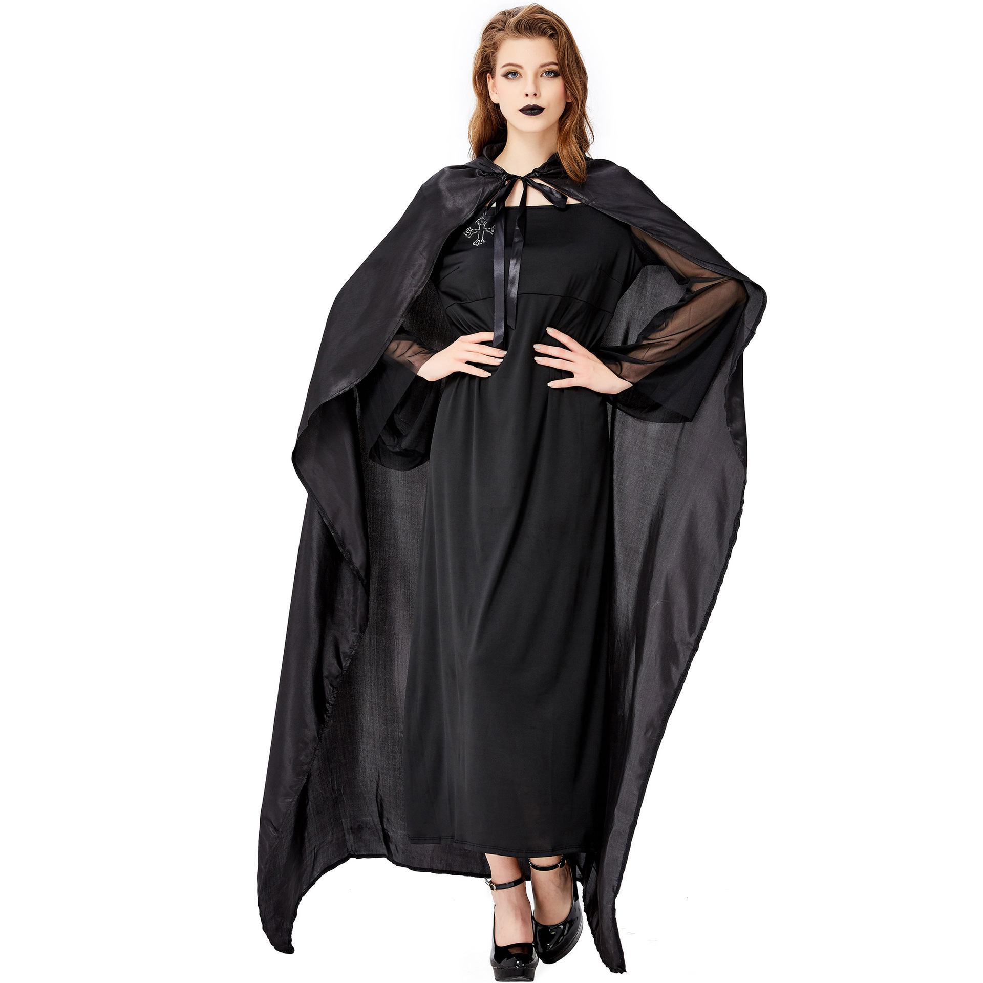 m-xl万圣节 披风 女巫 服饰 女王恶鬼 吸血鬼长袍法师 舞台表演服