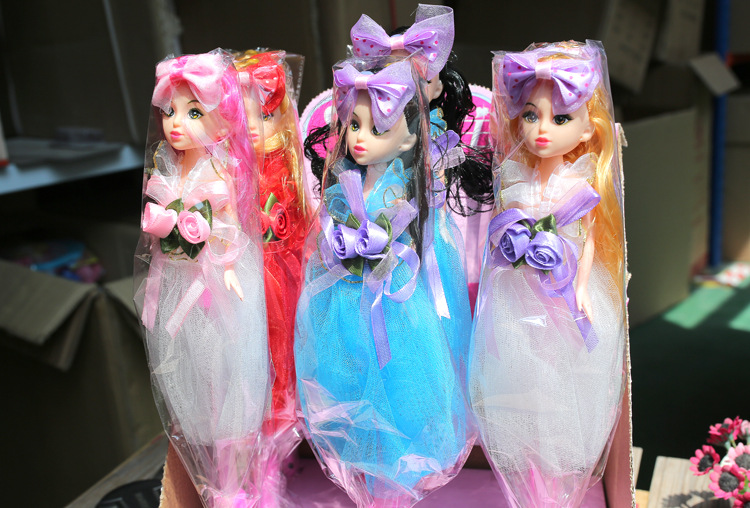 玩偶,娃娃-儿童塑料发光娃娃 女孩玩具婚纱小公主 长发巴比娃娃闪光棒