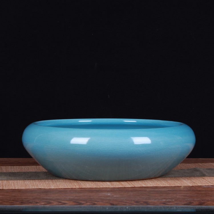 手工裂纹釉陶瓷笔洗 多功能水盂毛笔文房四宝国画仿古笔洗茶洗批