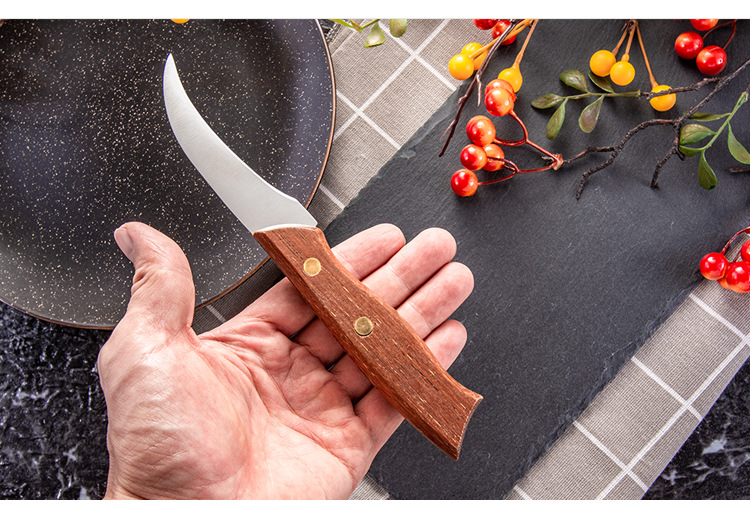 实木柄水果刀削皮刀弯头弯嘴 削果土豆皮弯果蔬小刀家用厨房刀具