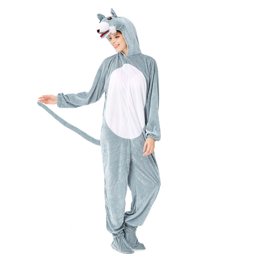 万圣节卡通动物连体衣俏皮黄鼠狼 狐狸角色扮演舞台演出服大灰狼