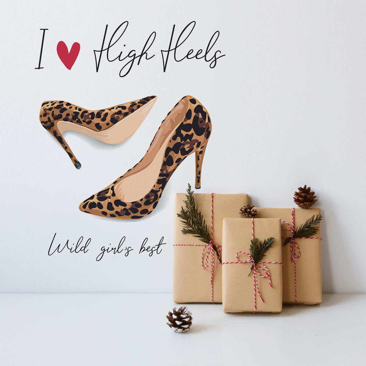 y1622创意高跟鞋英文墙贴画 电视背景墙橱窗装饰墙贴自粘贴