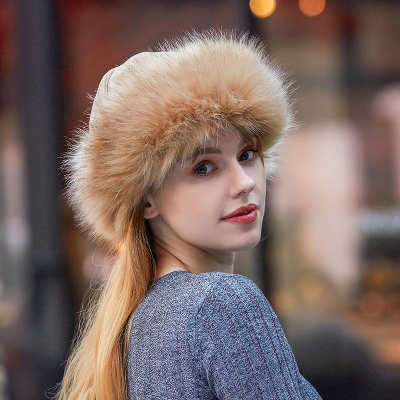 Mongolian Bag Suede Imitation Fox Fur Hat Fur Hat Men and Women Fleece Lined Padded Warm Keeping Hat