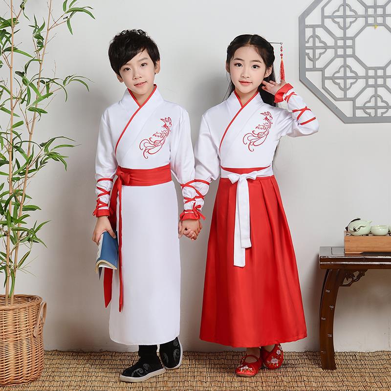 六一节儿童唐诗新唱演出服幼儿园男女舞蹈三字经古诗朗诵表演服装