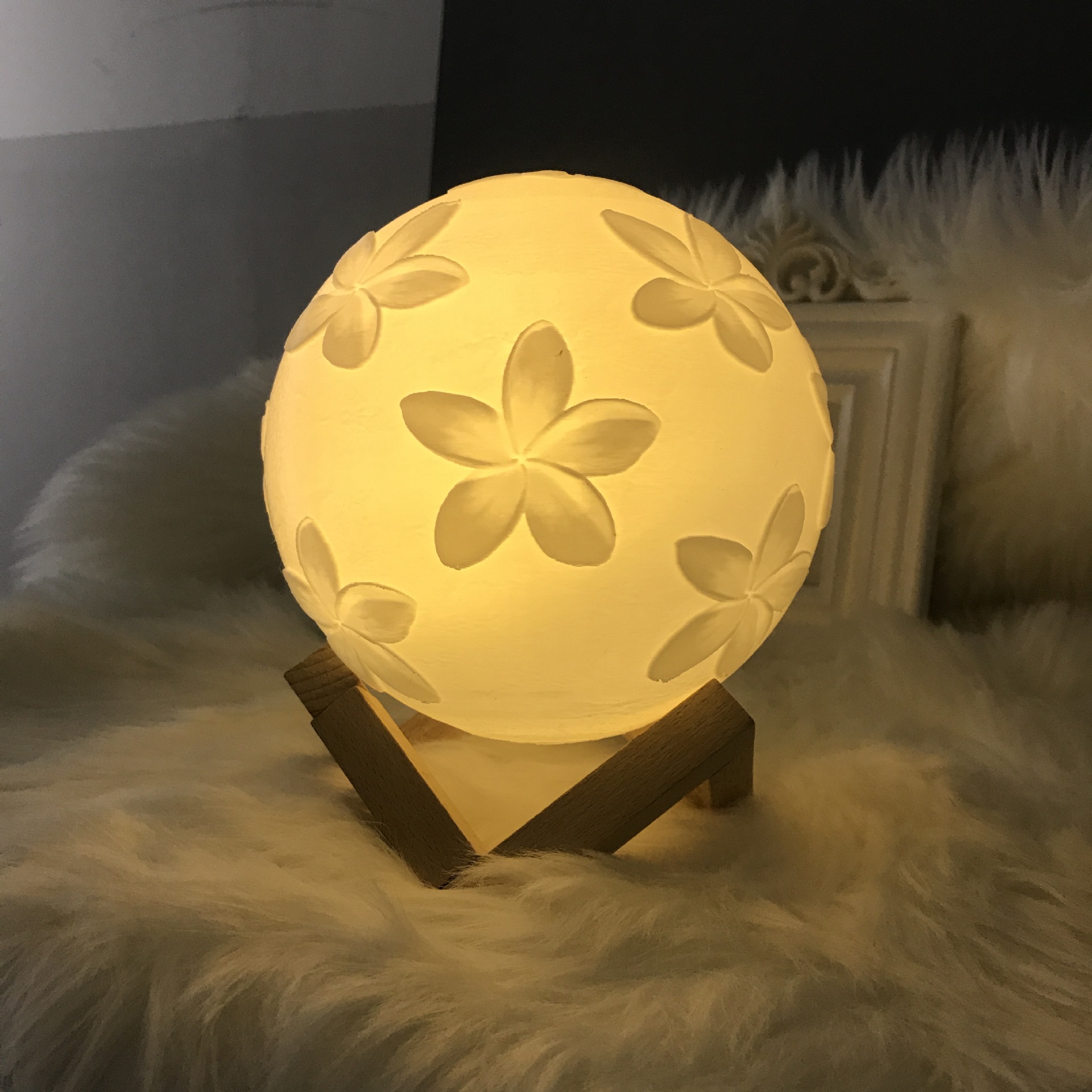 厂供3d打印猫爪月球灯定制网红彩绘花灯创意礼品灯触控小夜灯