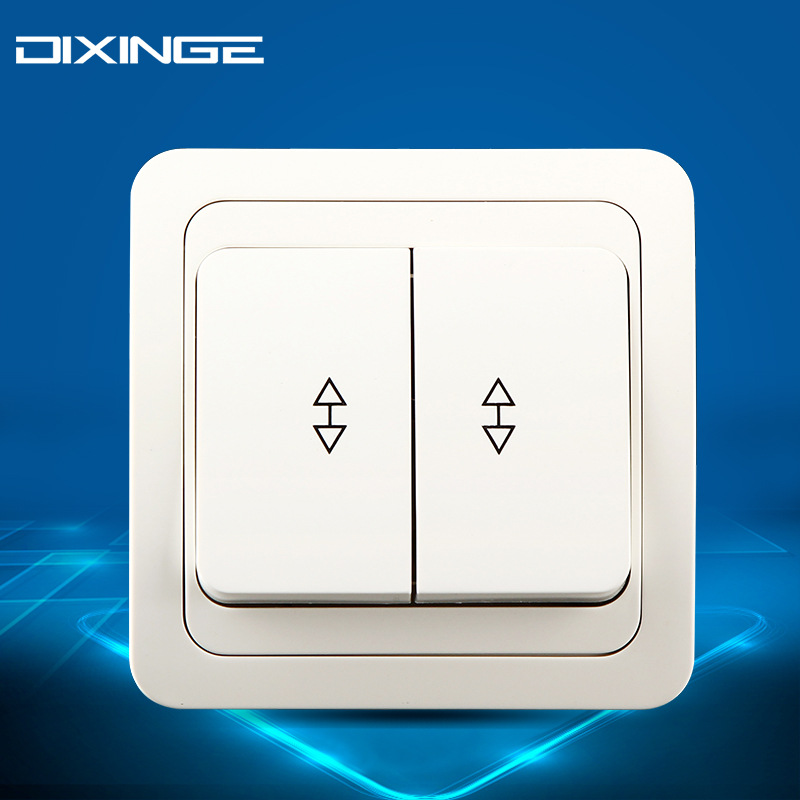 欧式双开两开单控开关 abs面板瓷座欧标二位墙壁开关欧规双控开关