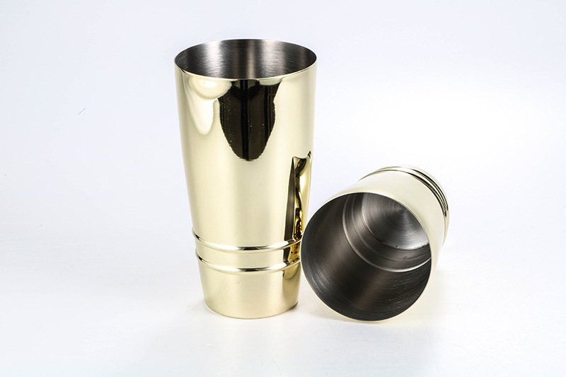 304不锈钢波士顿调酒器双线无底电镀黑色玫瑰金色摇酒壶雪克壶