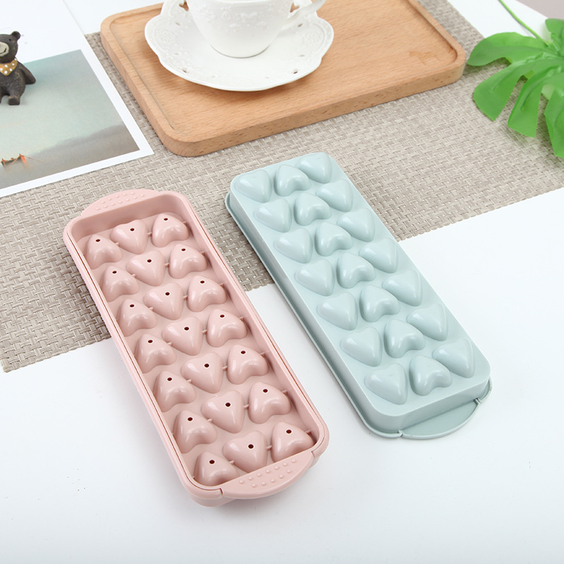 21-Grid Ice Tray with Lid Plastic Creative Love Ice Tray Household Homemade Ice Cube Mold Ice Tray 0755-3