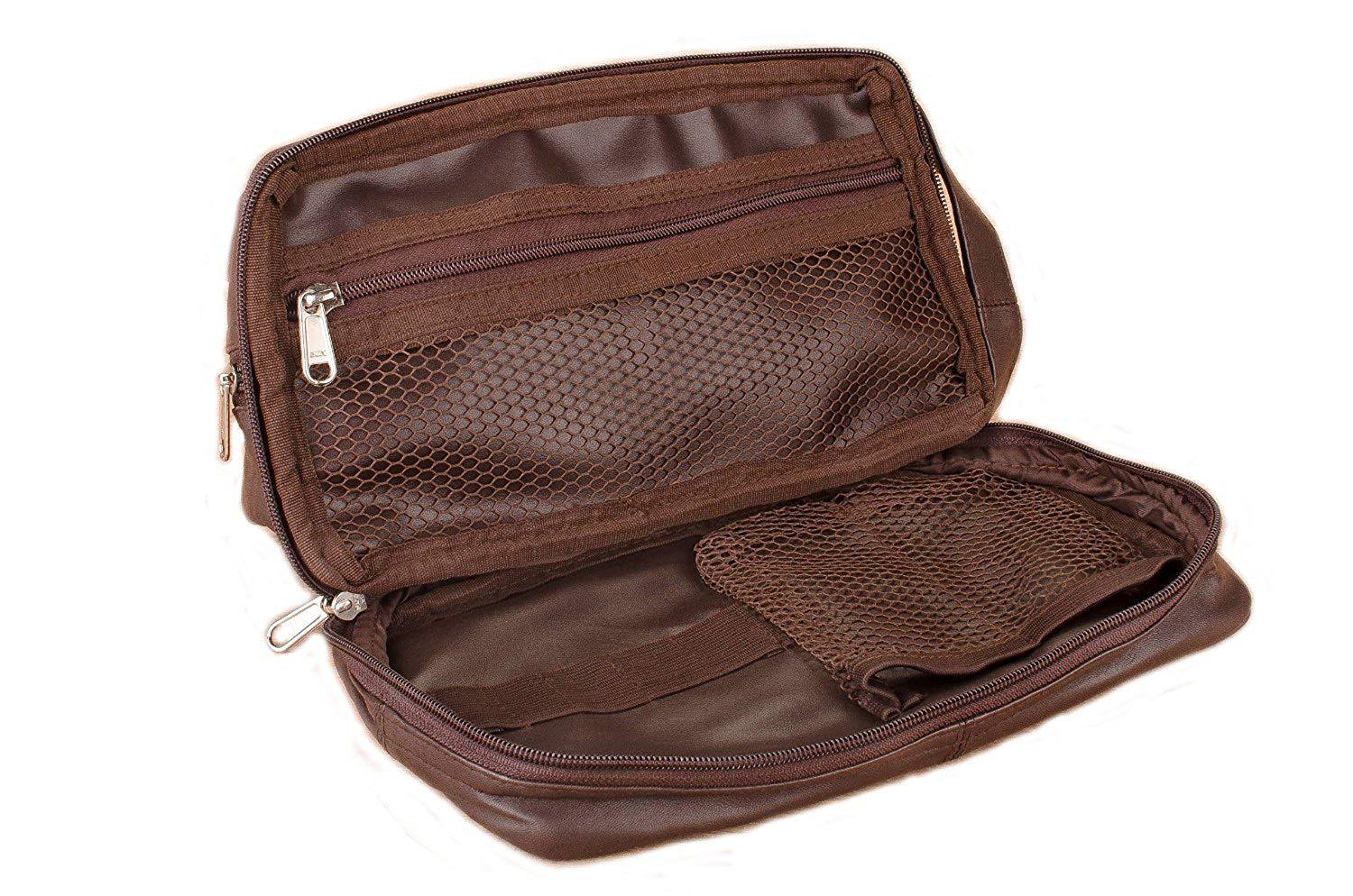 实力工厂定做男士pu皮洗漱包复古深棕色双层大容量男士手提洗漱包