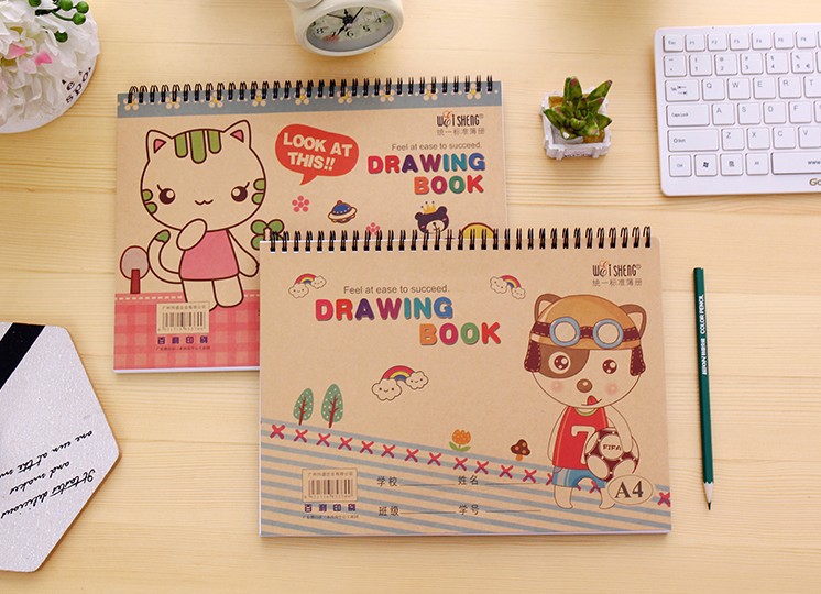 伟盛学生美术图画簿a3线圈手提加厚素描本幼儿园空白画画本素写本