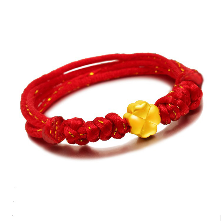 直播老挝镀镀黄金四叶草转运珠 喷砂3d仿金diy手串手链女厂家直销