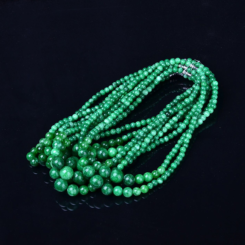 玛瑙项链 孔雀绿圆珠塔链 女款时尚玉石首饰饰品送礼馈赠佳品