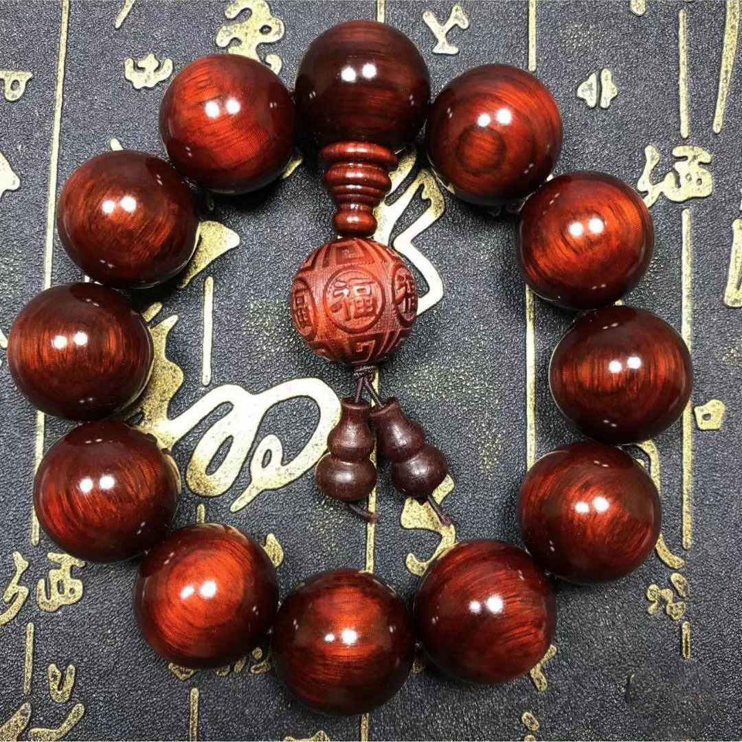 印度犀牛角小叶紫檀老料佛珠手串木质手链男式女款文玩饰品工艺品