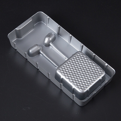 厂家供应银灰色pvc耳机吸塑内托 数码产品塑料泡壳吸塑包装盒定做