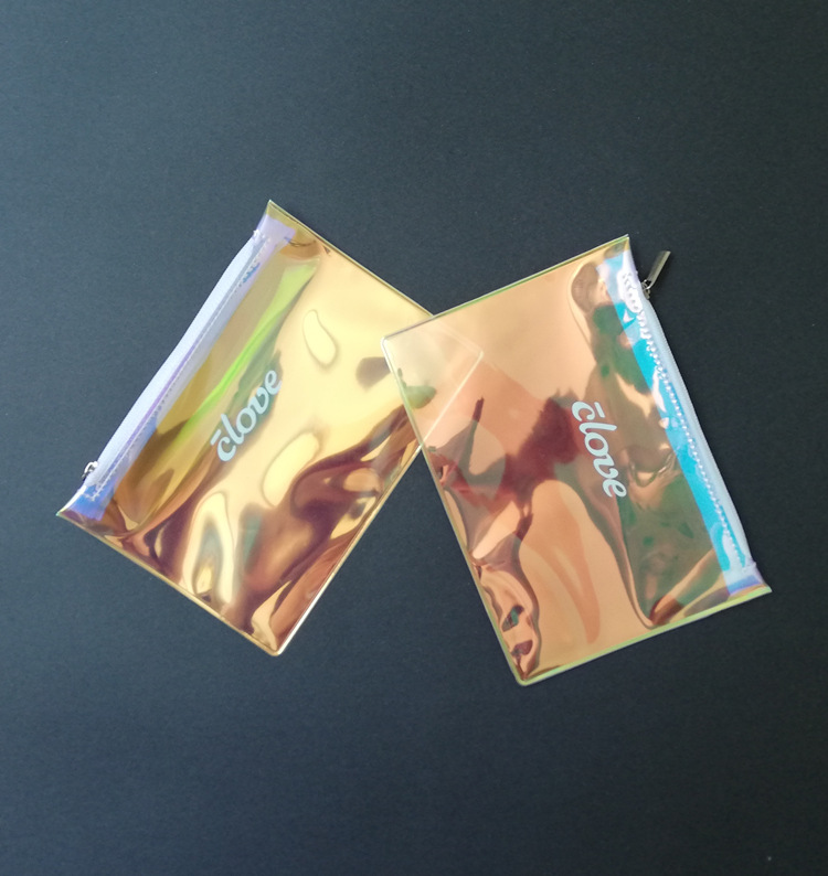 彩虹袋化妆品饰品包装袋镭射变色拉链袋pvc自封袋定做