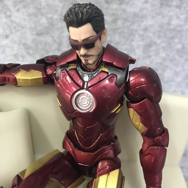 复联钢铁侠iron man mk4托尼shf可动附赠沙发盒装手办模型16cm