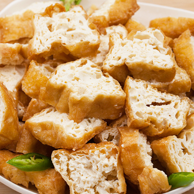 湖南特产油豆腐泡 空心400g油炸干正方形酒店饭店半成品特色食材