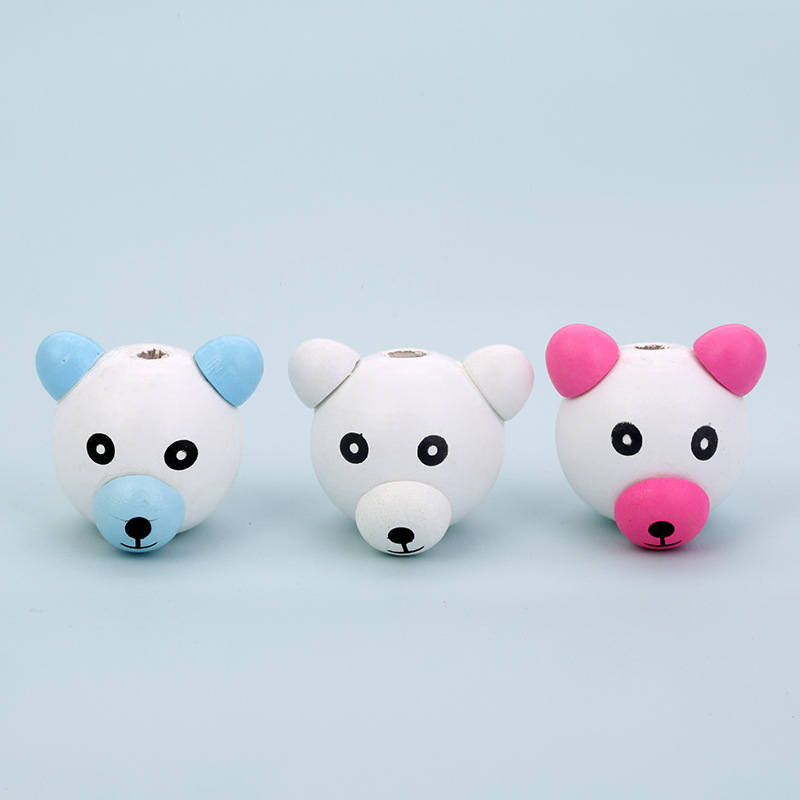 厂家凸鼻熊头荷木散珠手工彩绘串珠项链手链diy饰品配件现货批发